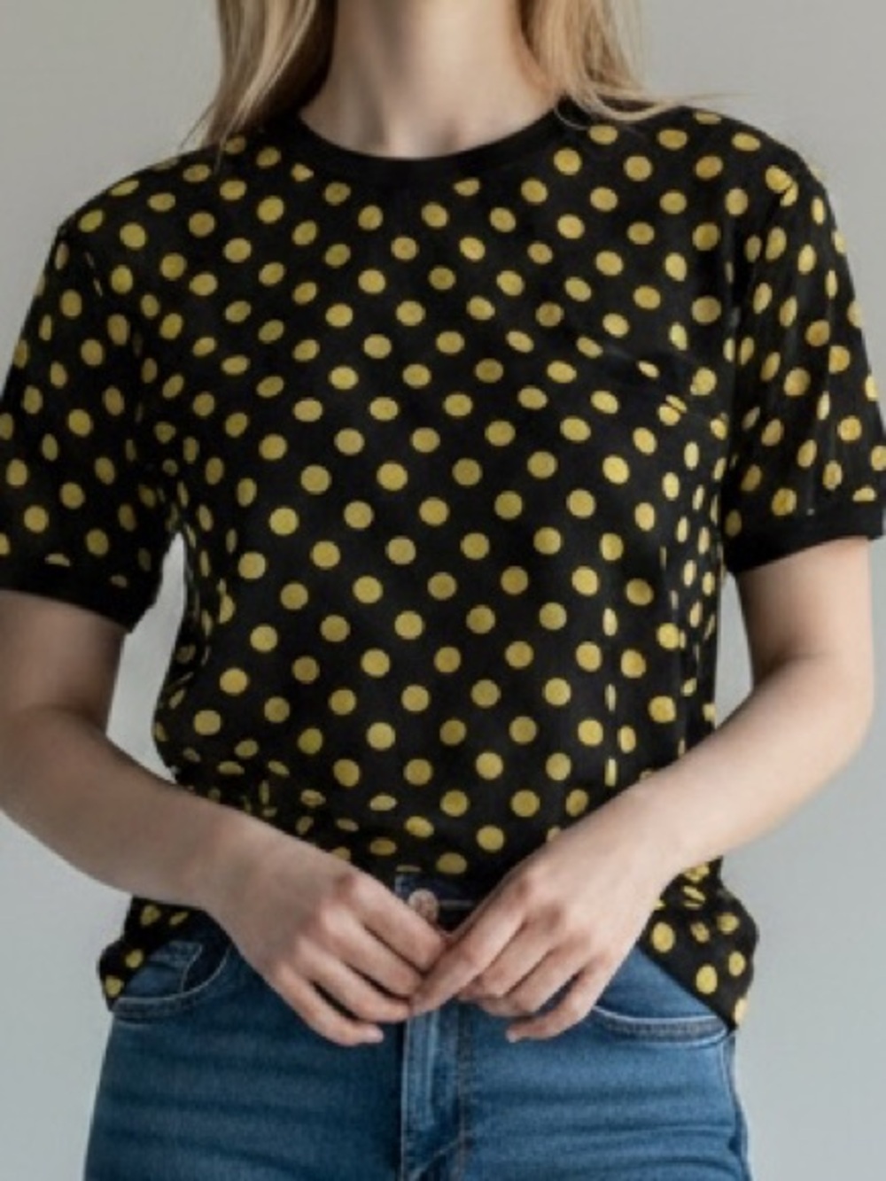 Polka Dot Short Sleeve Blouse in Black and Yellow betty barclay Europe